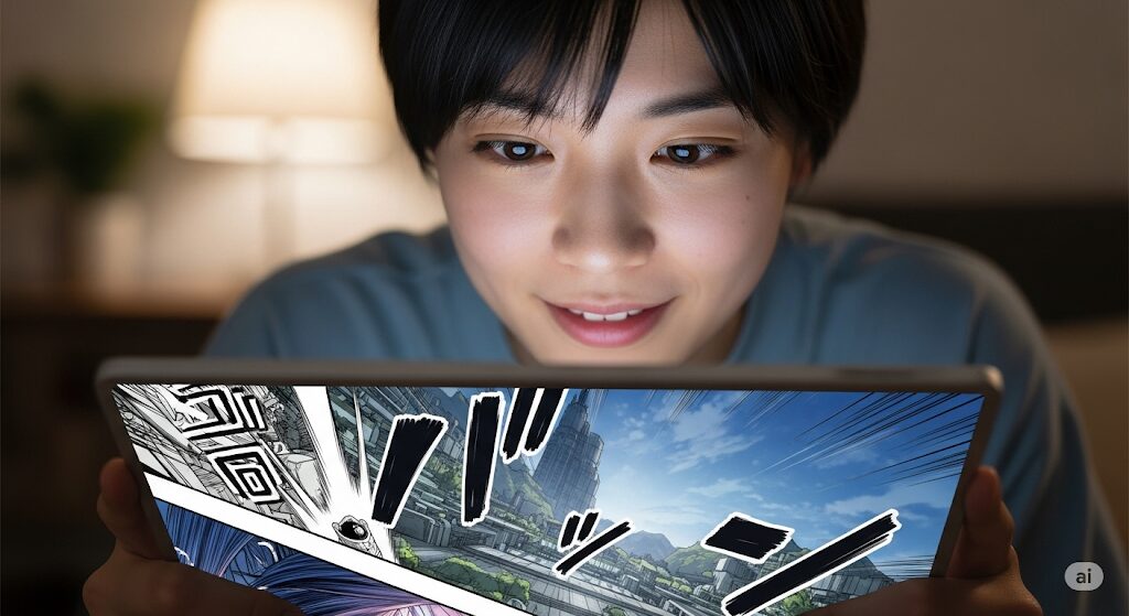 「コードネームアナスタシア」日本語版の配信を期待してデジタル画面を見つめる日本人。どこで読めるか日本語版を探している読者向けの画像。