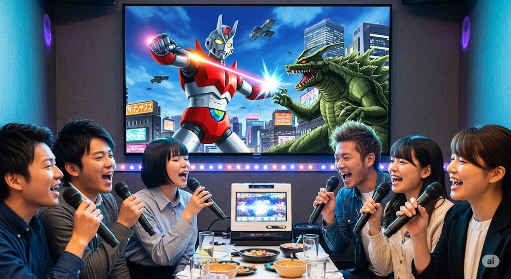 DAMとジョイサウンドのアニソンの違い。DAMのアニメ映像付きカラオケで盛り上がる若者たち。機種選びのポイントを解説。