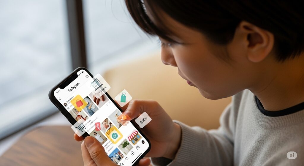 ジェオチャムグッズがどこで買えるか、SNSの最新販売情報をスマートフォンでチェックする日本人