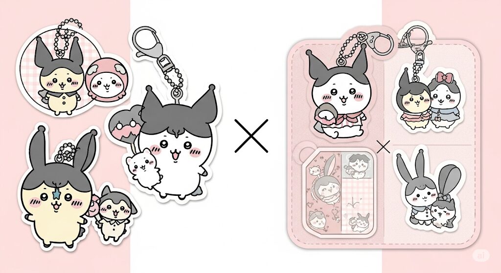 ジェオチャムとサンリオキャラクターのコラボグッズ。ここでしか手に入らない限定デザインがファンに人気。