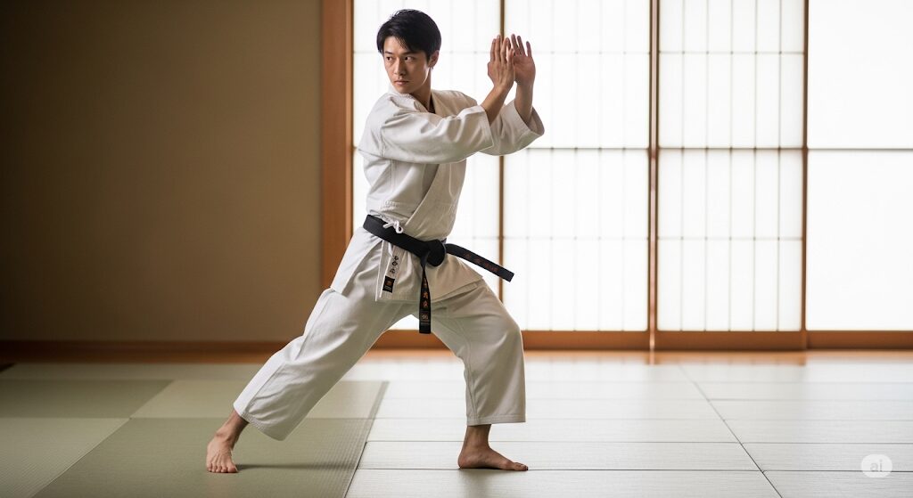 身勝手の極意の片鱗を見せる日本人武道家。彼の「亀仙人はなぜ長生き」という問いへの深い理解を示す動き。