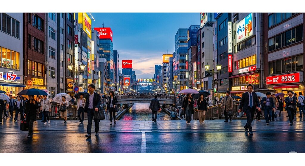 大阪の繁華街、道頓堀を行き交う人々。ニューヨークキャラメルサンドは大阪で買える?